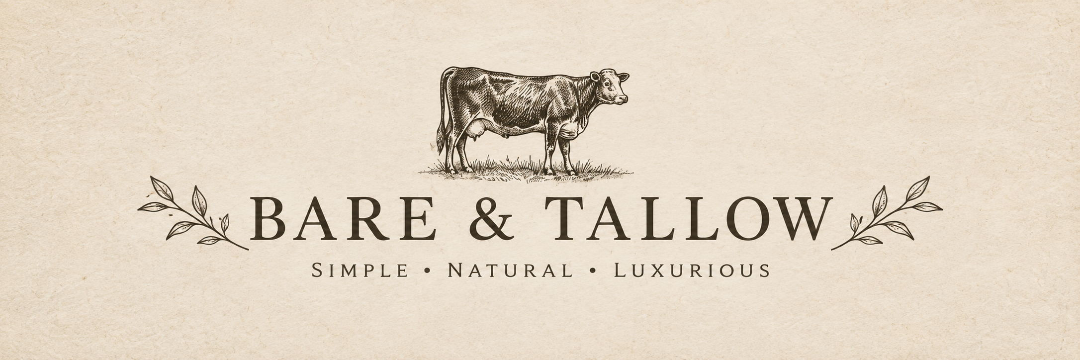 Bare & Tallow — Simple, Natural, Luxurious — vintage cow and botanical logo