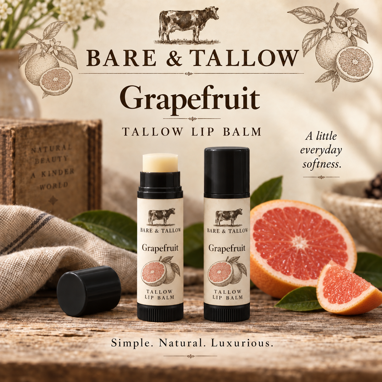 Bare & Tallow Grapefruit lip chap