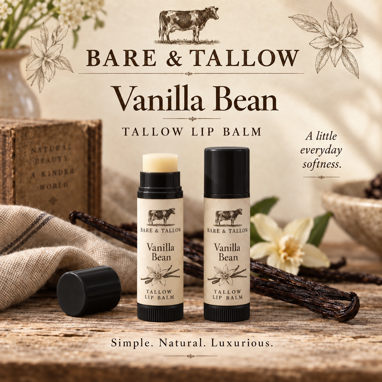 Bare & Tallow Vanilla Bean lip chap